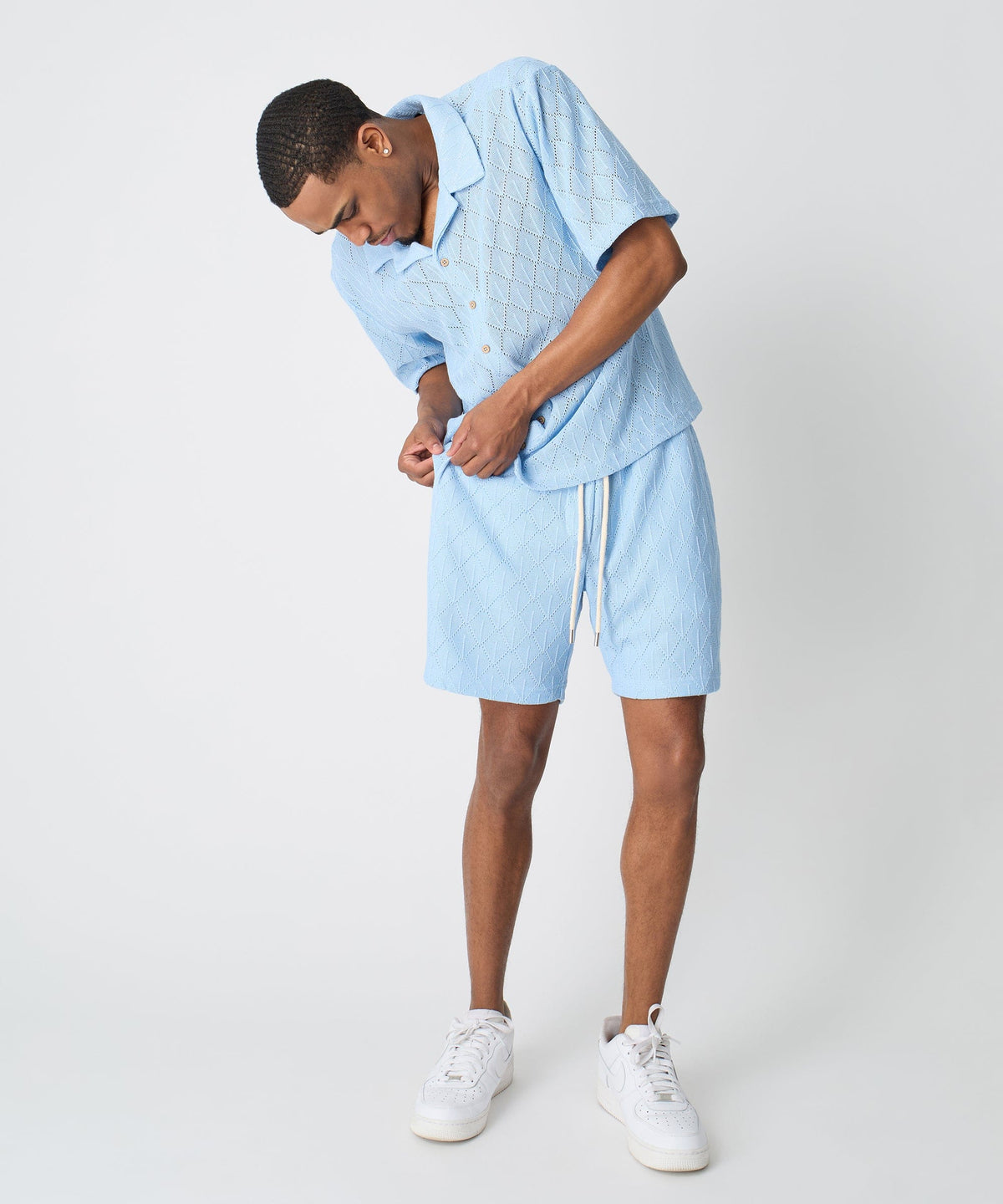 Reason Clothing New | Diamond Plate Towel Short - Light Blue