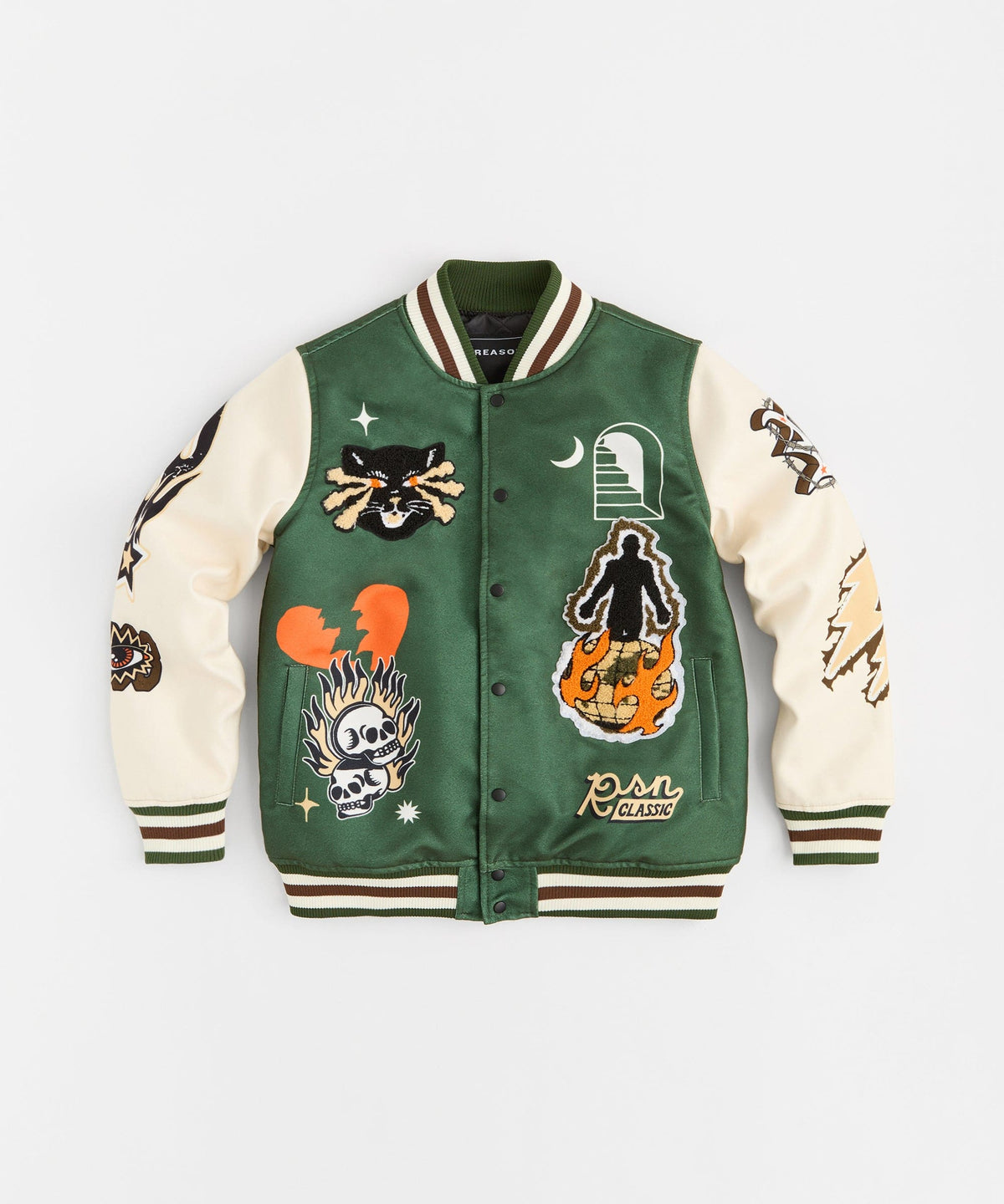 Reason Clothing Best Seller | Rise Above Varsity Jacket - Green
