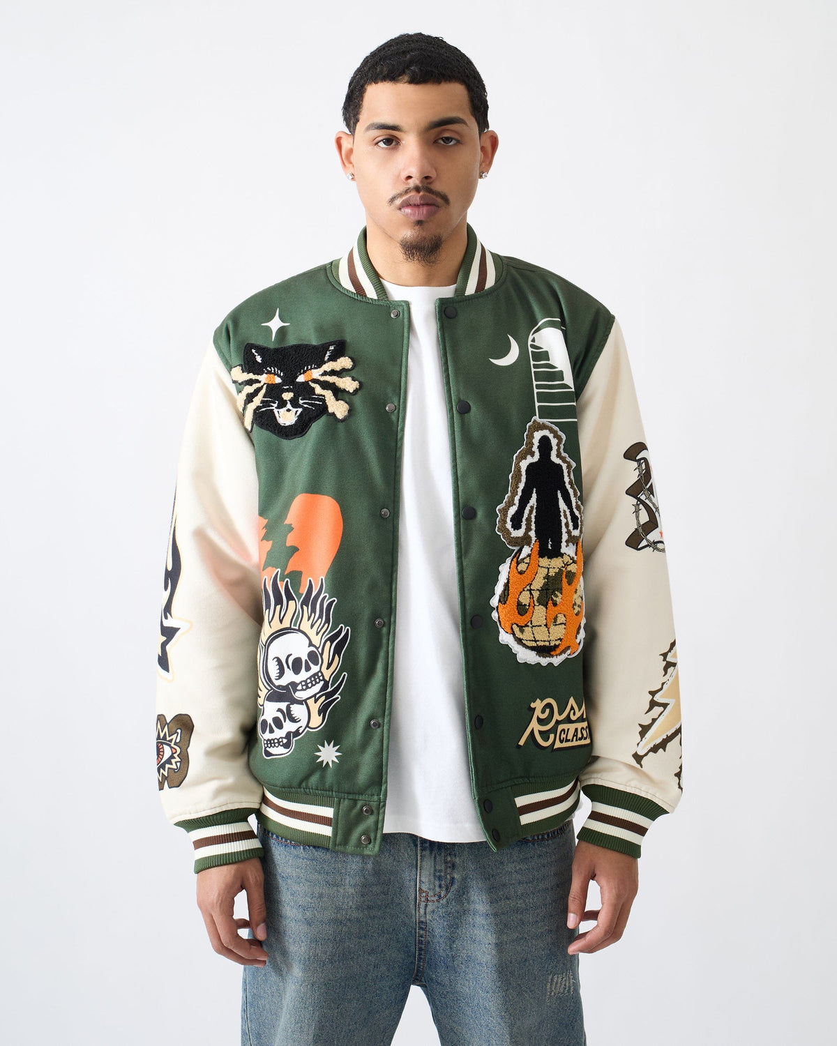 Reason Clothing Best Seller | Rise Above Varsity Jacket - Green