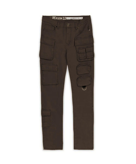 Reason Clothing Value | Multi Pocket Denim Jeans - Brown