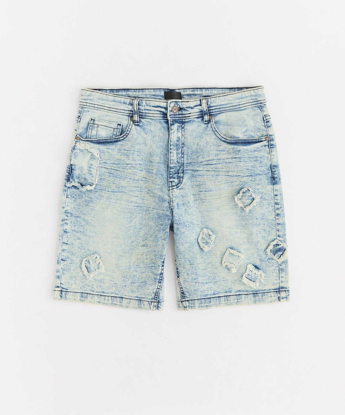 Reason Clothing Deals | Destroyed Denim Shorts - Dark Blue