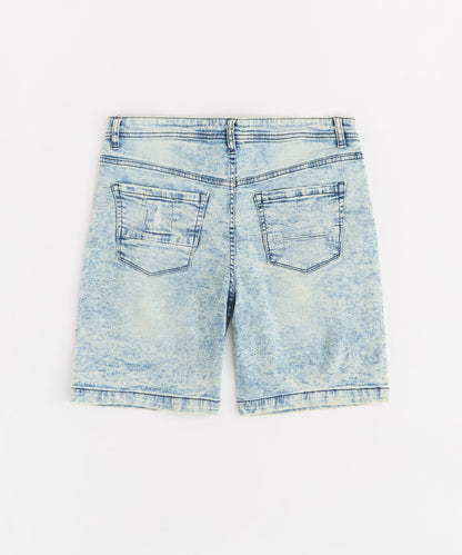 Reason Clothing Deals | Destroyed Denim Shorts - Dark Blue