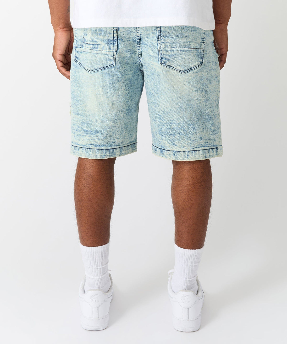 Reason Clothing Deals | Destroyed Denim Shorts - Dark Blue