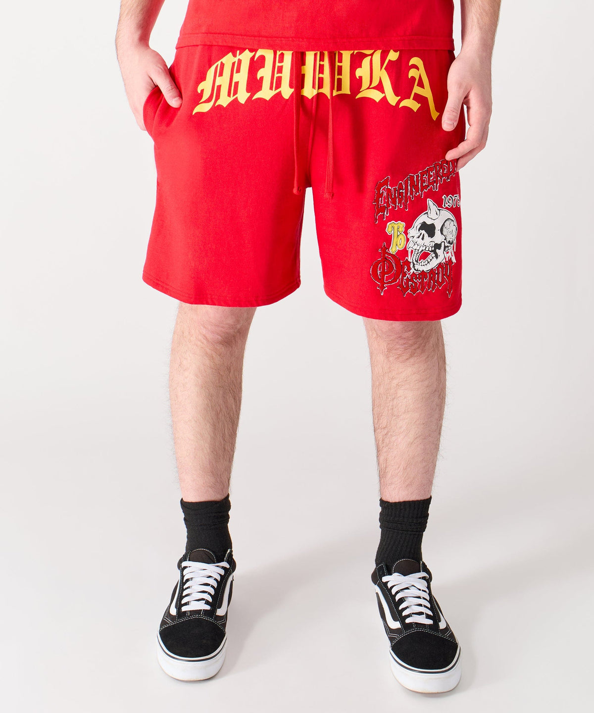 Reason Clothing Signature | Mishka Old English Fleece Shorts - Red
