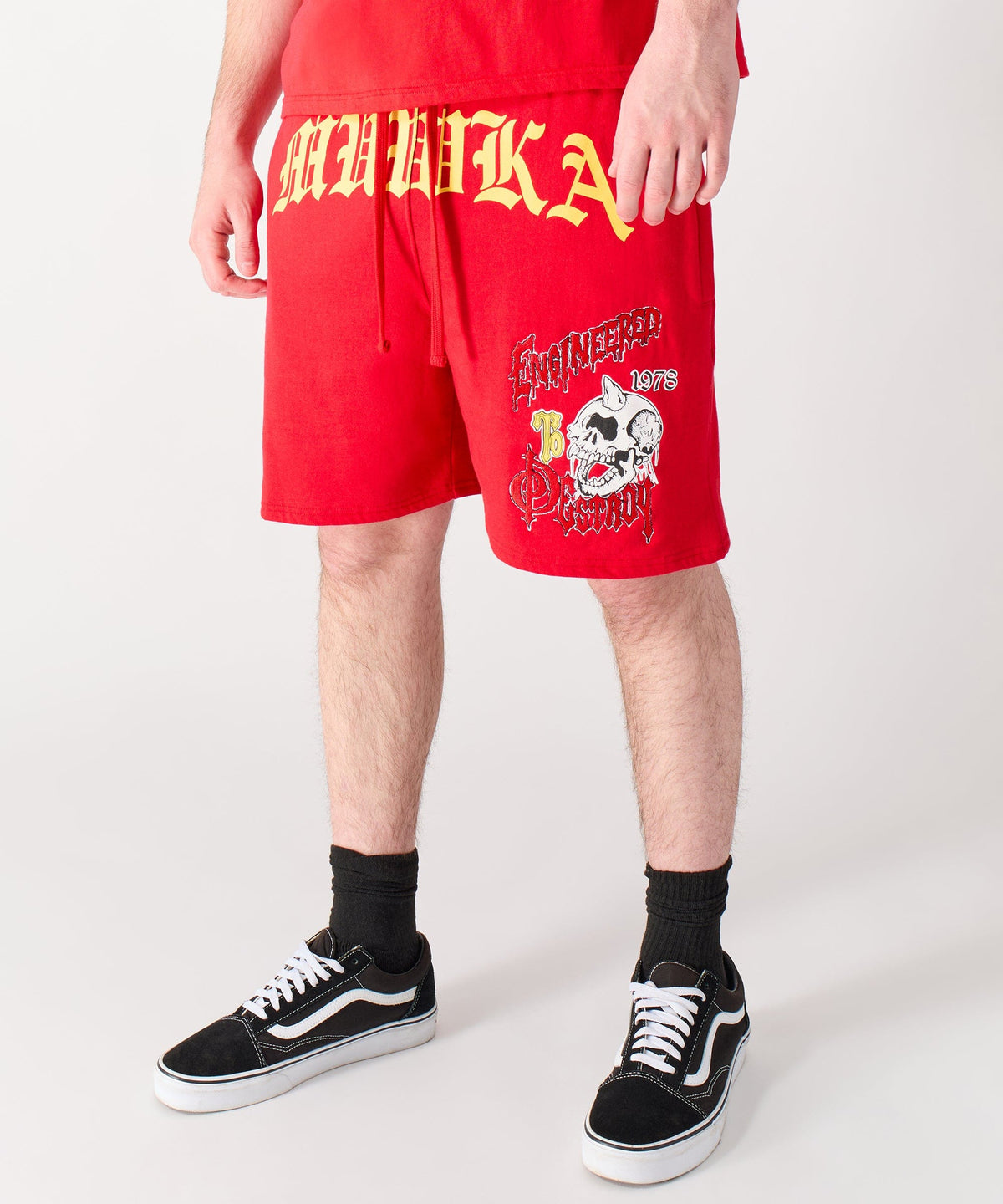 Reason Clothing Signature | Mishka Old English Fleece Shorts - Red