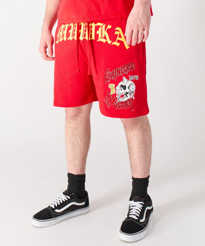 Reason Clothing Signature | Mishka Old English Fleece Shorts - Red