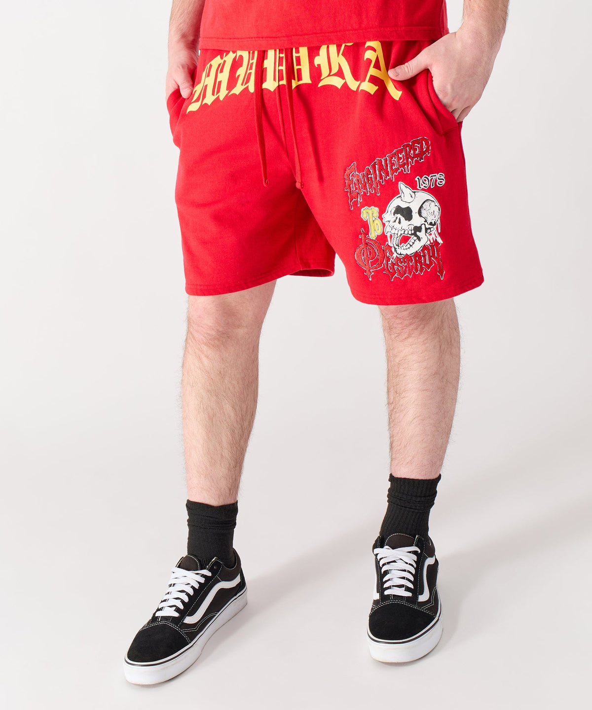 Reason Clothing Signature | Mishka Old English Fleece Shorts - Red
