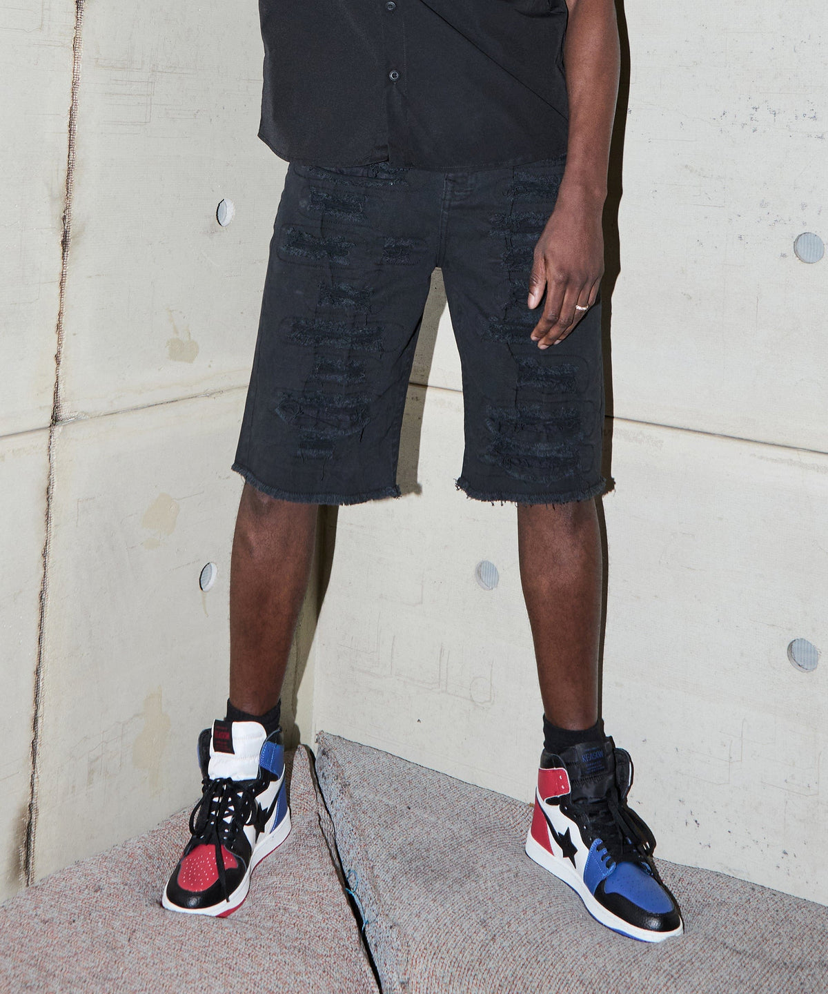 Reason Clothing Trusted | Destroyed Denim Shorts