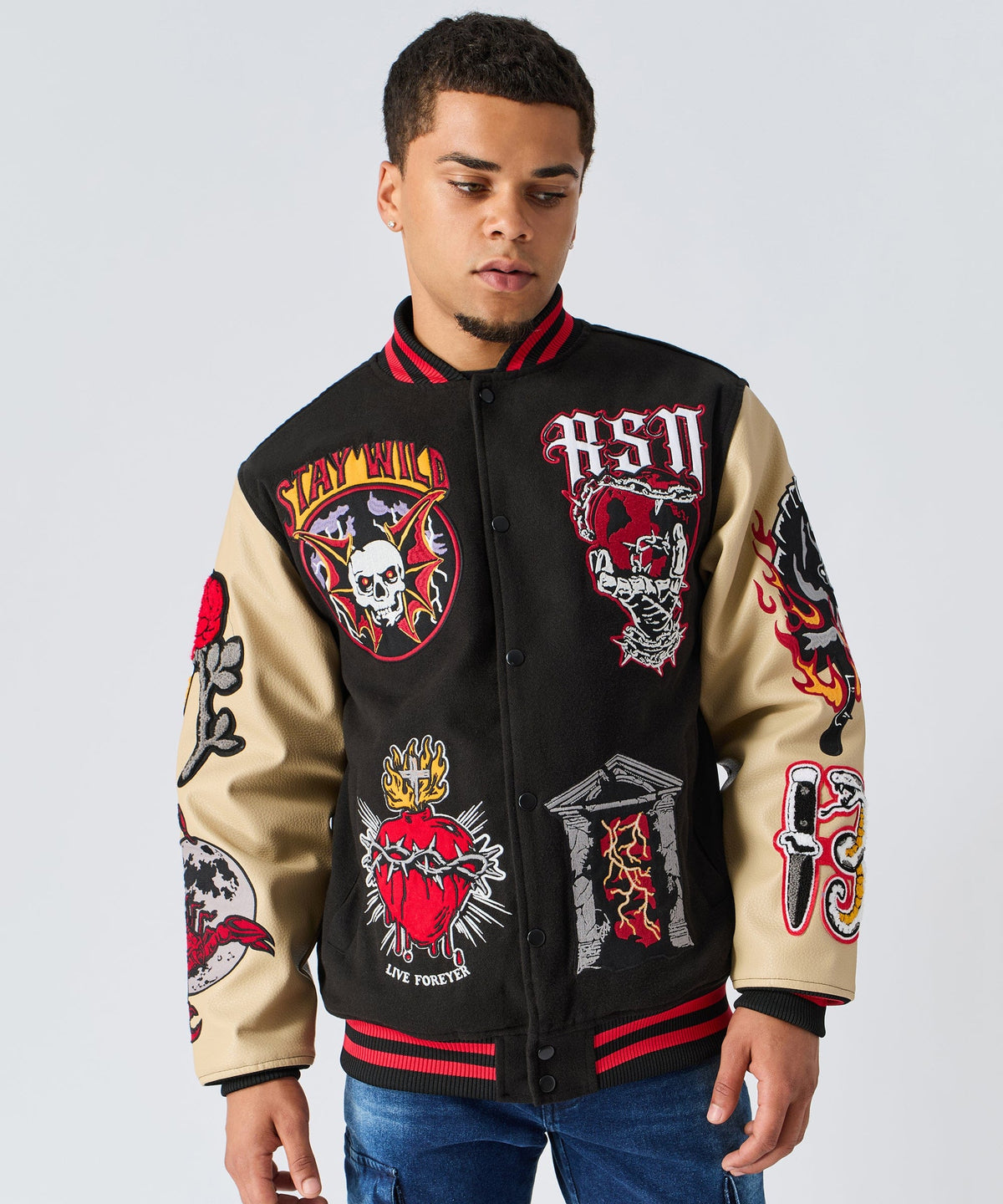 Reason Clothing Latest | Mercy Varsity Jacket Pu