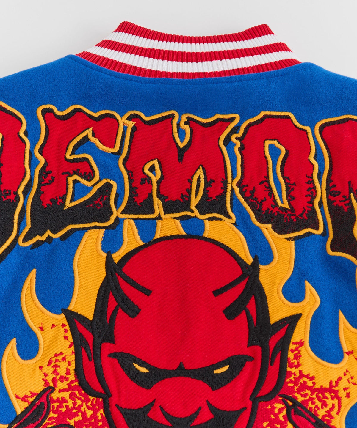 Reason Clothing Essential | Dodge Demon Rebel Embroidered Varsity Jacket Pu - Blue