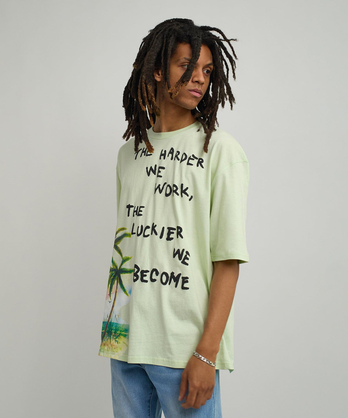 Reason Clothing Essential | Luckier We Become Box Tee - Olive Green