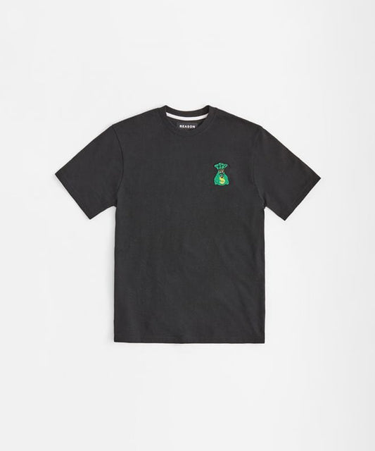 Reason Clothing Quality | Money Bags Embroidered Short Sleeve Tee - Black