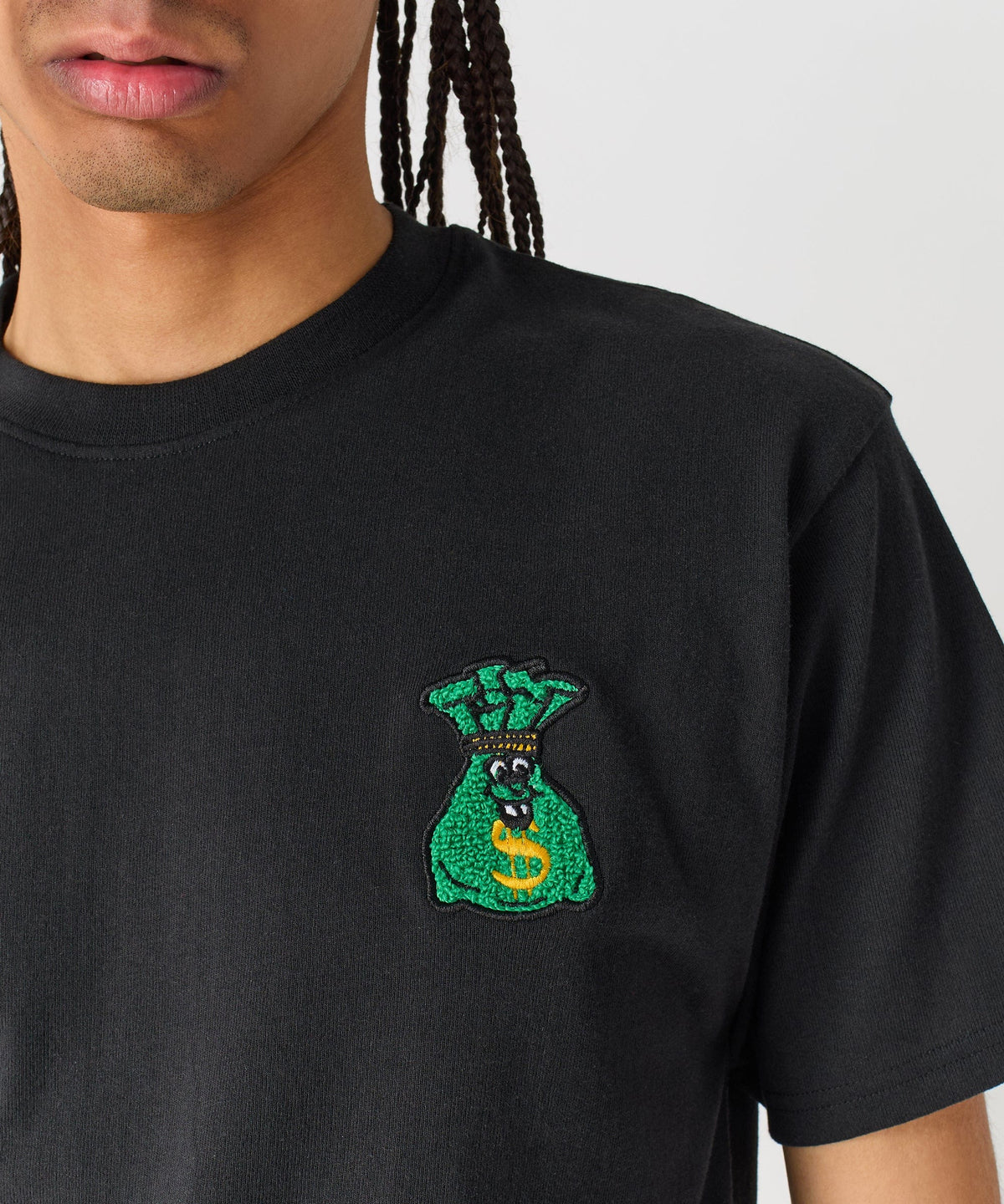 Reason Clothing Quality | Money Bags Embroidered Short Sleeve Tee - Black